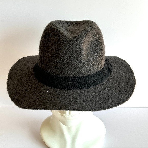 JUNE 21 Fedora Hat OS Charcoal Sweater Knit Pinched Crown Packable Casual - Picture 8 of 14